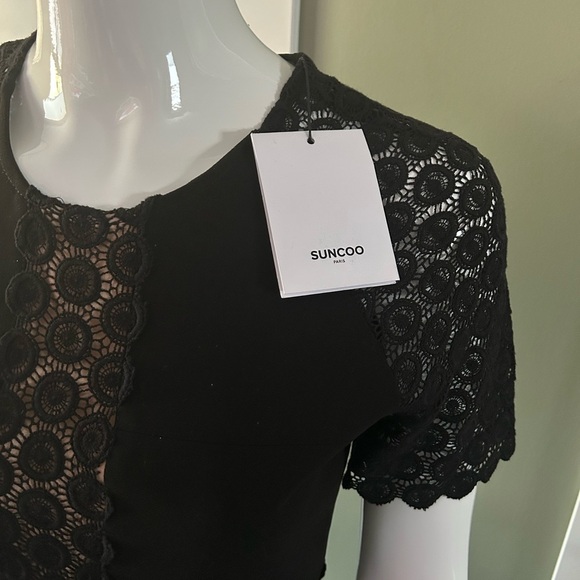 Suncoo Paris Lace Insert Dress Keyhole Back NWT - Picture 5 of 10